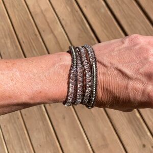 Crystal and Silver Nugget Bead Bracelet